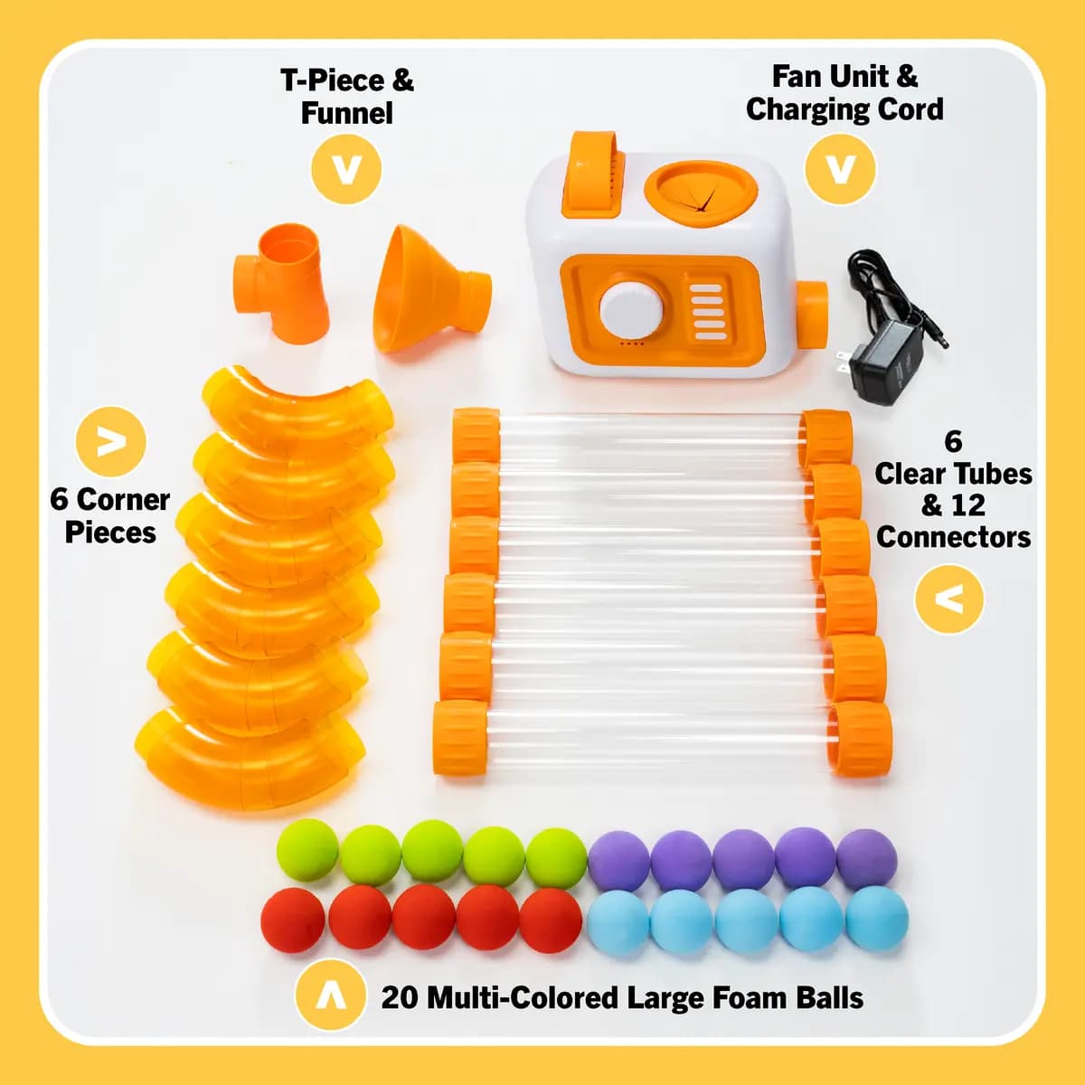 Fat Brain Toys Air Toobz Evo Number One Air-Powered STEM Play System for Kids Ages 3 and Up [Kid-safe fan that sends foam balls flying through a network of modular tubes, Encourage