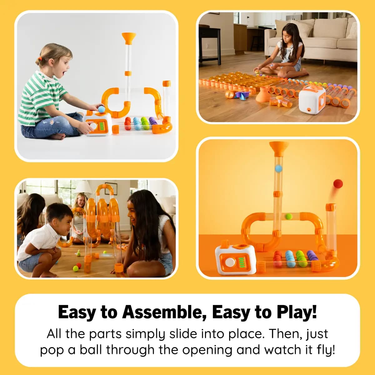 Fat Brain Toys Air Toobz Evo Number One Air-Powered STEM Play System for Kids Ages 3 and Up [Kid-safe fan that sends foam balls flying through a network of modular tubes, Encourage
