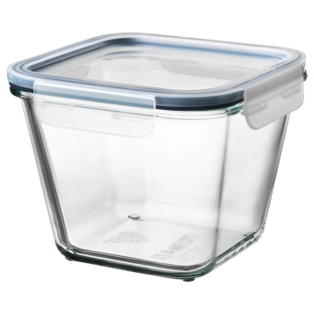 IKEA 365+ food container with lid, square glass/plastic, 41 oz [Length 6 ", Width 6 ", Height 5 ", Volume 41 oz]