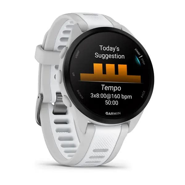 Garmin Forerunner 165 Mist Gray/Whitestone [AMOLED (optional always-on mode), 5 ATM, 1.2\" (30.4 mm) diameter]