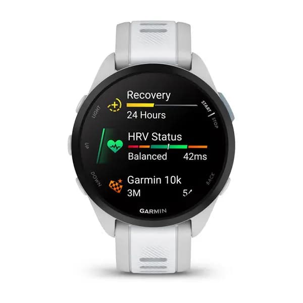 Garmin Forerunner 165 Mist Gray/Whitestone [AMOLED (optional always-on mode), 5 ATM, 1.2\" (30.4 mm) diameter]