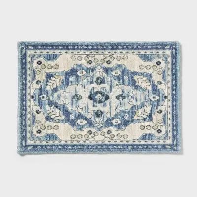 20"x30" Medallion Bath Rug Blue - Threshold™ [30 Inches (L), 20 Inches (W), Rectangle (shape), 1]