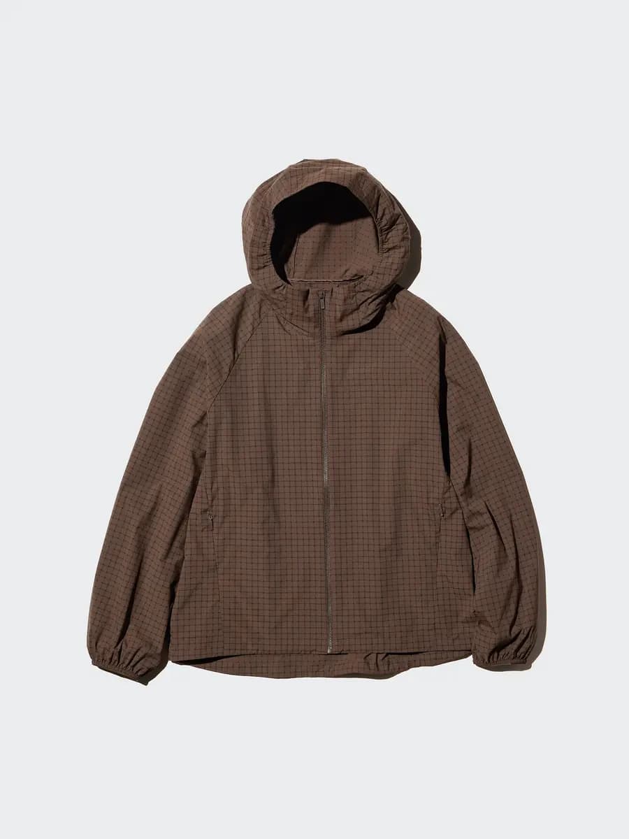 Uniqlo Pocketable UV Protection Parka | Pattern Dark Brown [Imported, With UV protection technology., Lightweight parka with a handy storage pouch.]