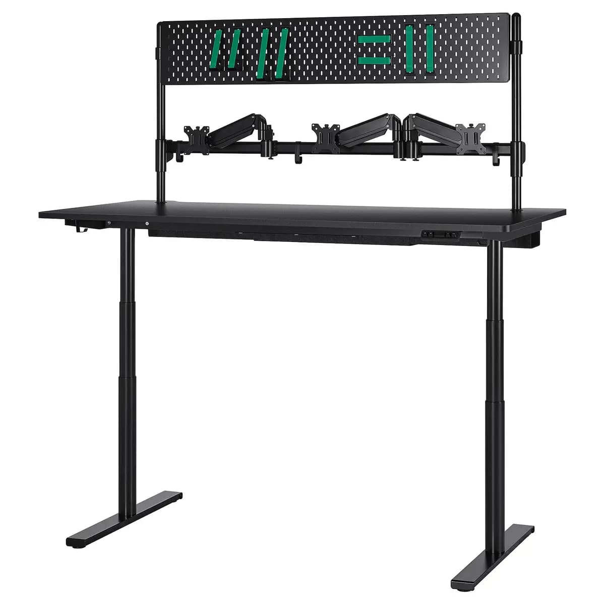IKEA MÅLOMRÅDE Gaming desk sit/stand, with monitor arms/electric black [Width 70 7/8 ", Depth 31 1/2 ", Max. load 201 lb]