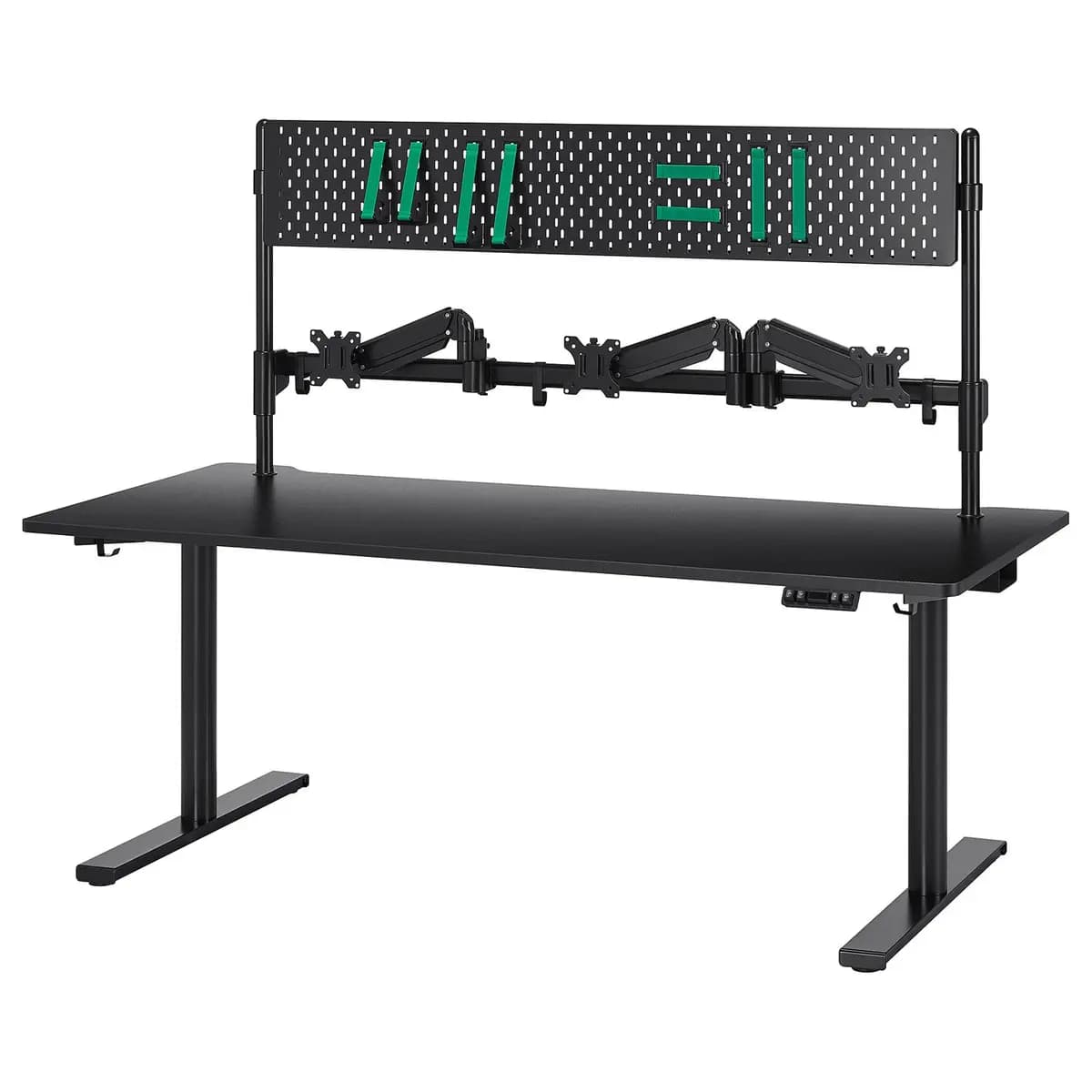 IKEA MÅLOMRÅDE Gaming desk sit/stand, with monitor arms/electric black [Width 70 7/8 ", Depth 31 1/2 ", Max. load 201 lb]