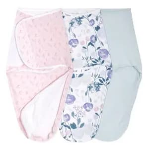 aden + anais essentials Baby 100% Cotton Quick Change Easy 3pk Sleeveless Swaddle Wraps - Flowers Bloom 0-3m [Sizing Infant, Material 100% Cotton, Fit Snug Fit, Garment Style Sleev