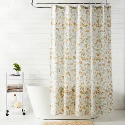 Room Essentials Fabric Floral Shower Curtain - Room Essentialsâ„¢ [1.25 Pounds, 72 Inches (H) x 72 Inches (W), Buttonhole Top]