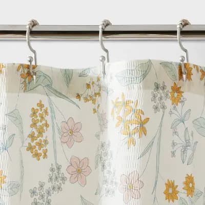 Room Essentials Fabric Floral Shower Curtain - Room Essentialsâ„¢ [1.25 Pounds, 72 Inches (H) x 72 Inches (W), Buttonhole Top]