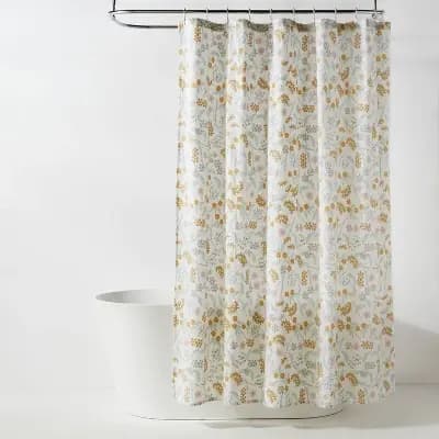 Room Essentials Fabric Floral Shower Curtain - Room Essentialsâ„¢ [1.25 Pounds, 72 Inches (H) x 72 Inches (W), Buttonhole Top]
