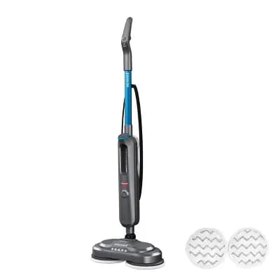 BISSELL SpinWave SmartSteam Mop 3712 14.5" Cleaning Path Gray: Electric Floor Steamer with LED Lights & Removable Tank, 25ft Cord [25 Feet, 14.5 Inches, Electric]