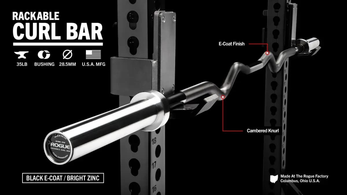 Rogue Fitness Rogue Rackable Curl Bar [5-year, Yes, 10.50"]