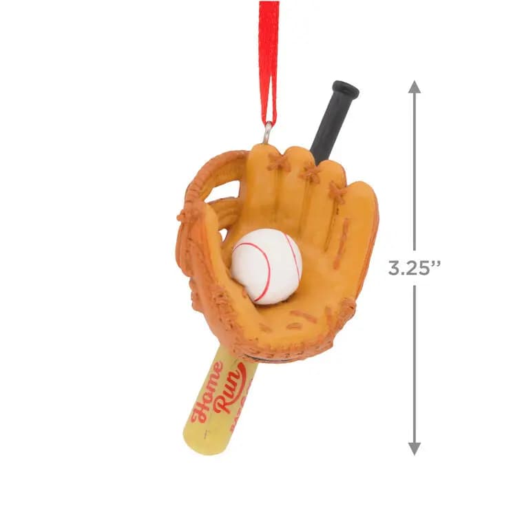 Baseball Hallmark Ornament [1.75 x 3.25 x 1.25, Resin ornament with hanger attachmen, One Hallmark Christmas tree ornament, 1HGO3062]