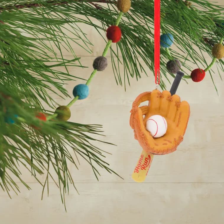 Baseball Hallmark Ornament [1.75 x 3.25 x 1.25, Resin ornament with hanger attachmen, One Hallmark Christmas tree ornament, 1HGO3062]