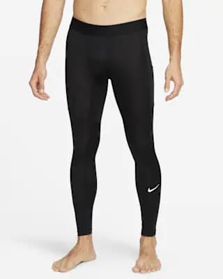Nike Pro Men's Dri-FIT Fitness Tights Black/White [Body: 90% polyester/ 10% spandex. Mesh: 92% polyester/ 8% spandex., Machine wash, XS-4XL Tall]