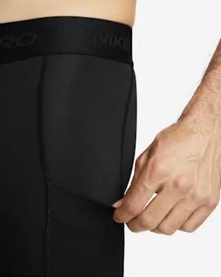 Nike Pro Men's Dri-FIT Fitness Tights Black/White [Body: 90% polyester/ 10% spandex. Mesh: 92% polyester/ 8% spandex., Machine wash, XS-4XL Tall]