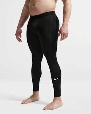 Nike Pro Men's Dri-FIT Fitness Tights Black/White [Body: 90% polyester/ 10% spandex. Mesh: 92% polyester/ 8% spandex., Machine wash, XS-4XL Tall]