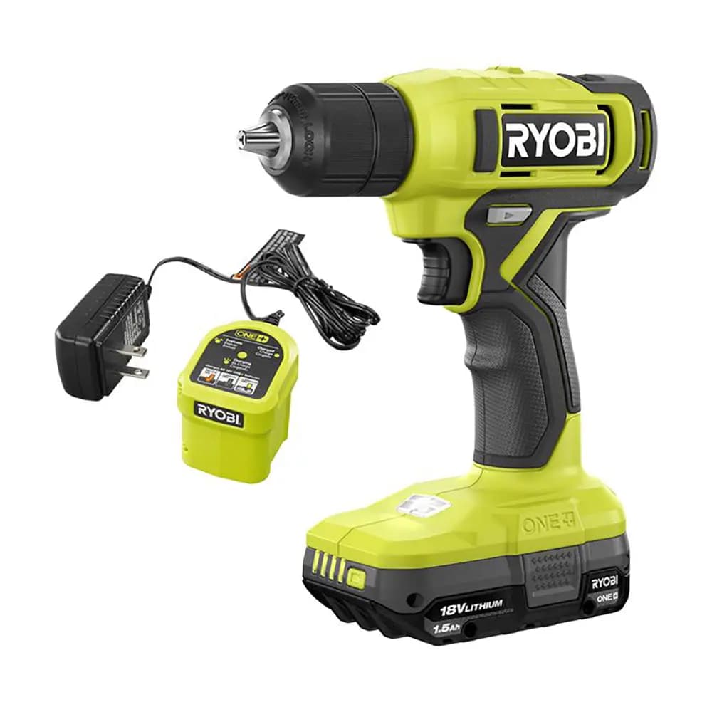 RYOBI 18V ONE+ 3/8" CORDLESS DRILL/DRIVER KIT WITH 1.5Ah BATTERY AND CHARGER [Capacity 1.5Ah, Voltage 18V, Fuel Gauge Integrated LEDs]