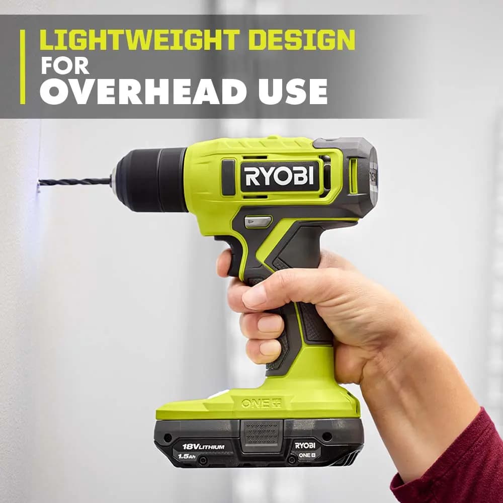 RYOBI 18V ONE+ 3/8" CORDLESS DRILL/DRIVER KIT WITH 1.5Ah BATTERY AND CHARGER [Capacity 1.5Ah, Voltage 18V, Fuel Gauge Integrated LEDs]