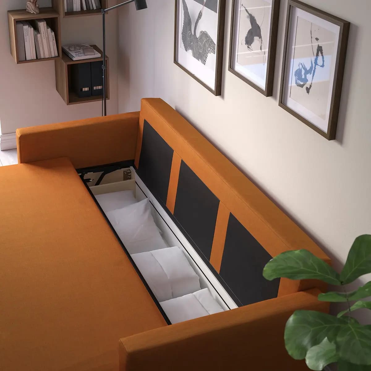 IKEA FRIHETEN Sleeper sofa, Faringe brown-orange [Width 88 5/8 ", Depth 41 3/8 ", Height 32 5/8 "]