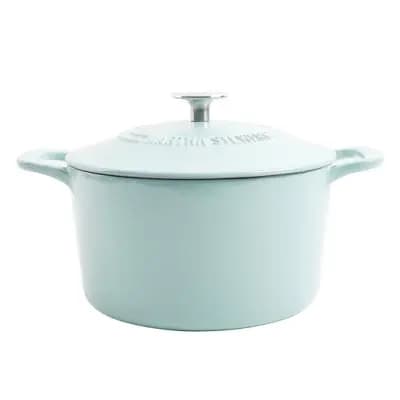 Martha Stewart Gatwick 7-Quart Enameled Cast Iron Dutch Oven - Martha Blue with SS Knob [Cast Iron, 14 inches, Enamel]