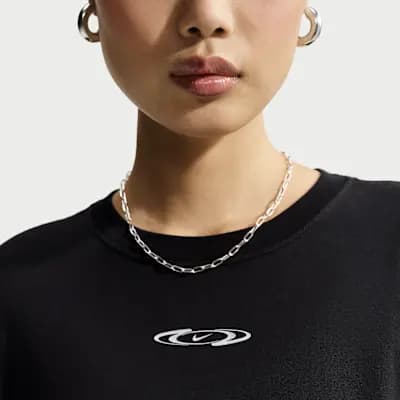Nike Sportswear Classic Women's Cropped T-Shirt Black [Black, Ribbed collar, 100% cotton]