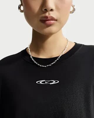 Nike Sportswear Classic Women's Cropped T-Shirt Black [Black, Ribbed collar, 100% cotton]