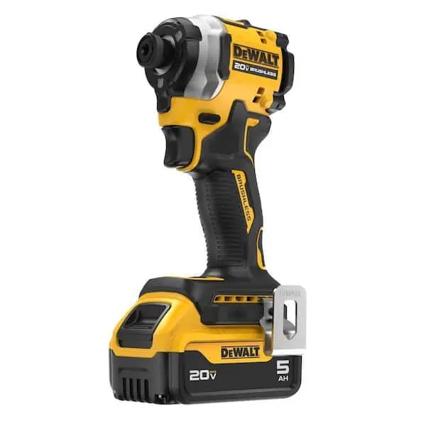 DEWALT ATOMIC 20V MAX Lithium-Ion Cordless 1/4 in. Brushless Impact Driver Kit, 5 Ah Battery, Charger, and Bag, DCF850P1 [Battery Amp Hours: 5 Ah, Battery Power Type: Lithium Ion, 