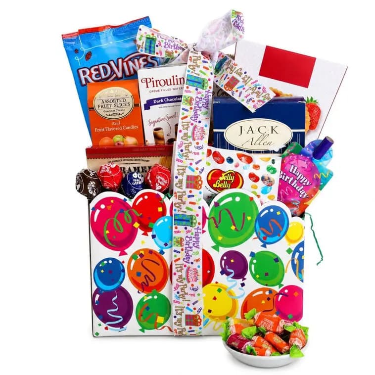 Let's Celebrate! Birthday Gift Basket [11x11x5, Paperboard, Contains: Wheat, Milk, Nuts, Soy, Pe, 734038081266]