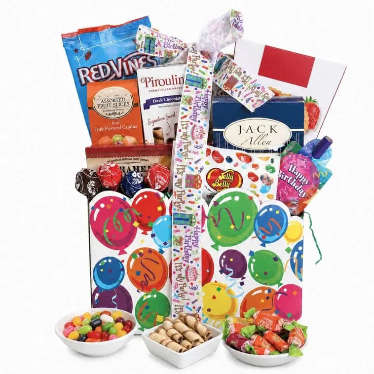 Let's Celebrate! Birthday Gift Basket [11x11x5, Paperboard, Contains: Wheat, Milk, Nuts, Soy, Pe, 734038081266]