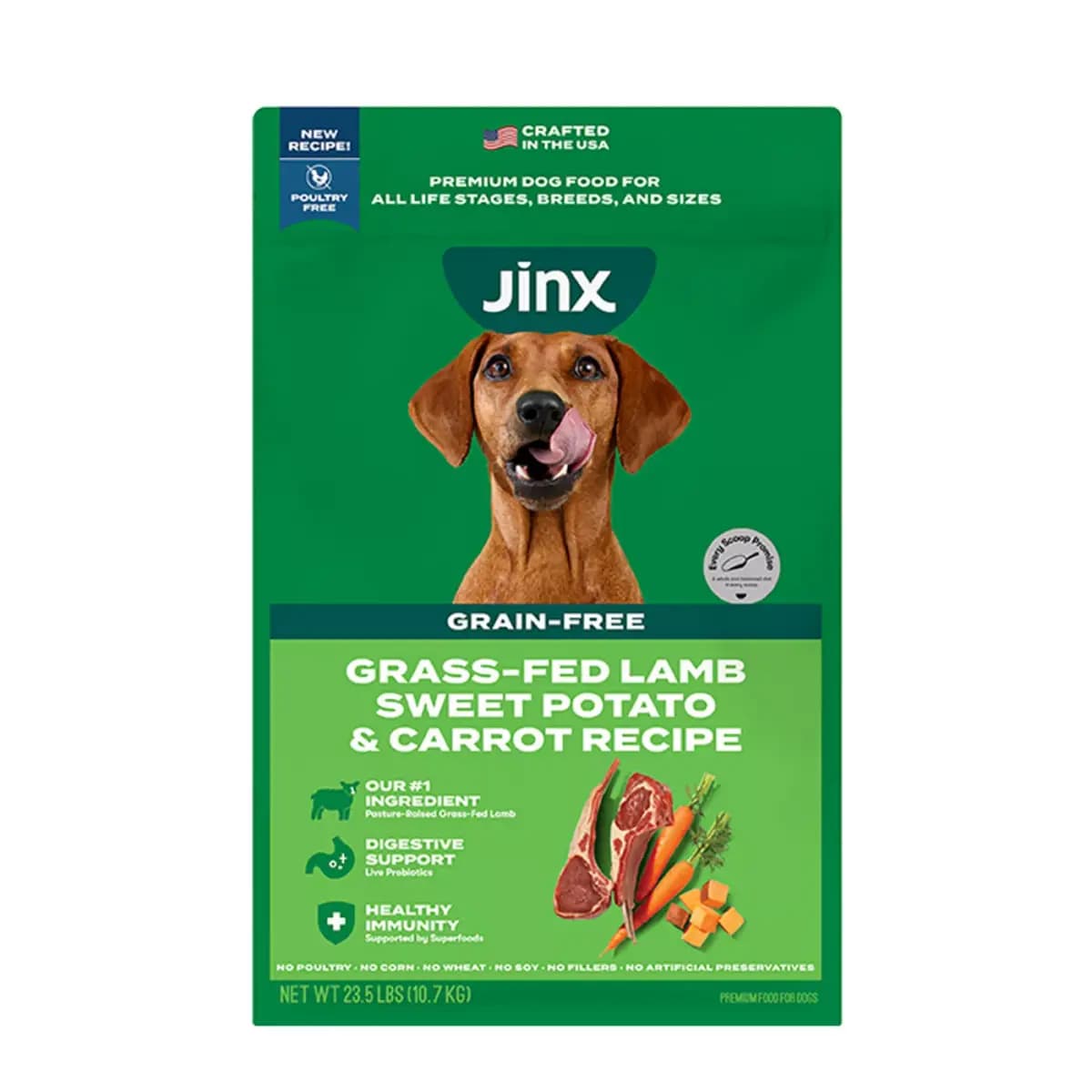 Jinx All Life Stages Grain-Free Dry Dog Food - Lamb, Sweet Potato & Carrot [Species Dog, Brand Jinx, Food Type Kibble, Breed Size All]