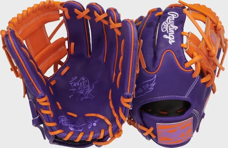 Rawlings Heart of the Hide ContoUR Fit 11.5-Inch Wing Tip Glove, Right Hand Throw [R00713027, Conventional, Purple/Orange]
