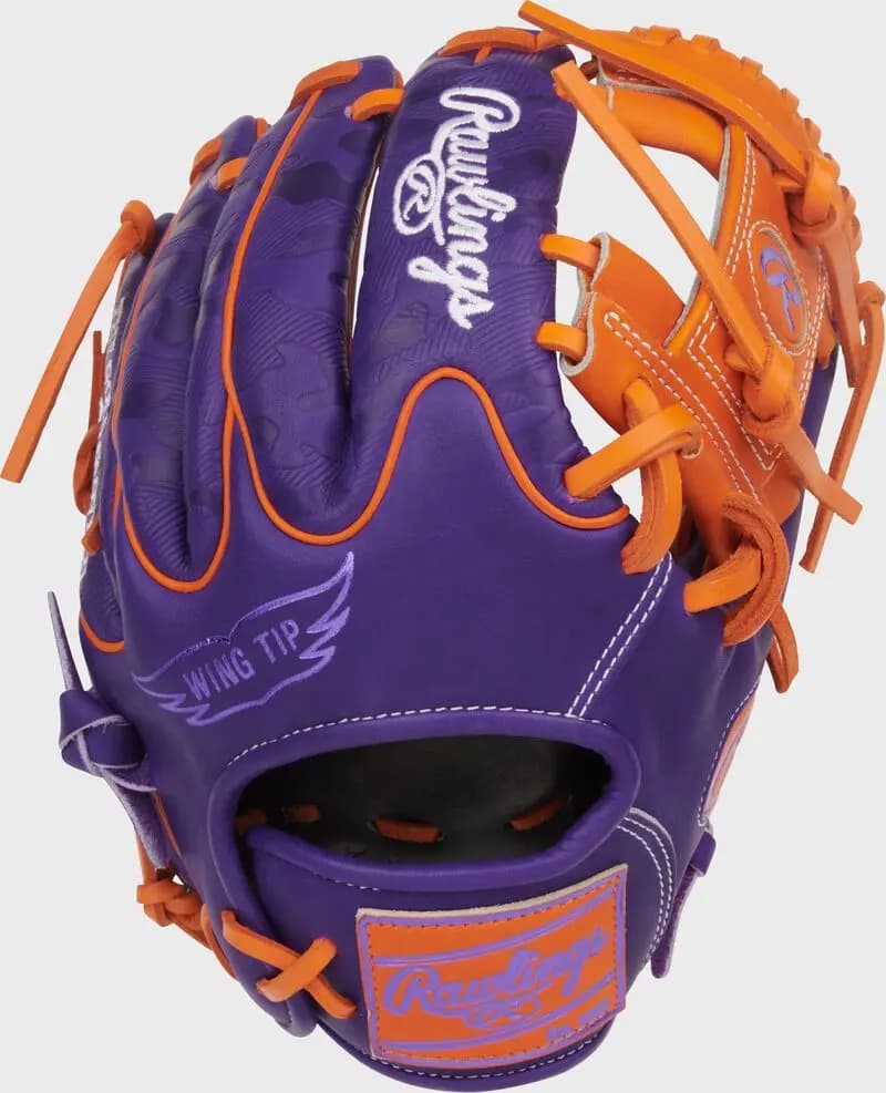Rawlings Heart of the Hide ContoUR Fit 11.5-Inch Wing Tip Glove, Right Hand Throw [R00713027, Conventional, Purple/Orange]