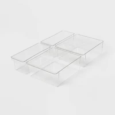 4pc Fridge & Pantry Bin Storage Set Clear - Brightroom™ [2.72 Pounds, BPA-Free, Hand Wash, Freezer-Safe]