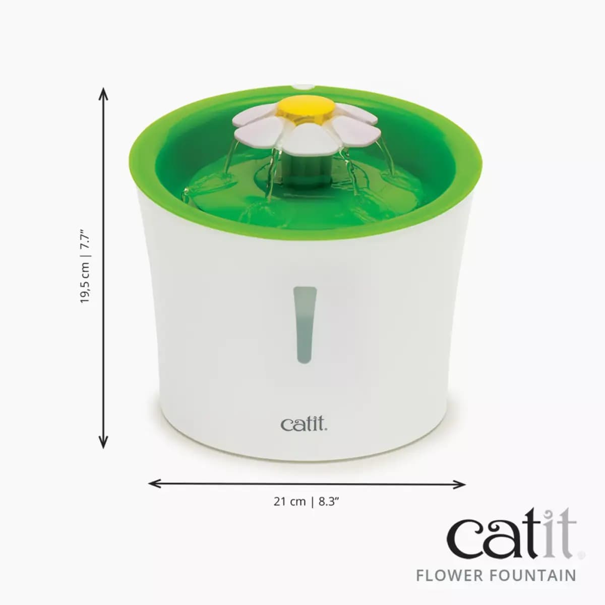 Catit Flower Fountain, 3L [Includes (1) 3L Flower Fountain, Energy-Efficient, Intended Pet(s) Cat, Material(s) BPA-Free Plastic, Color Green & White]