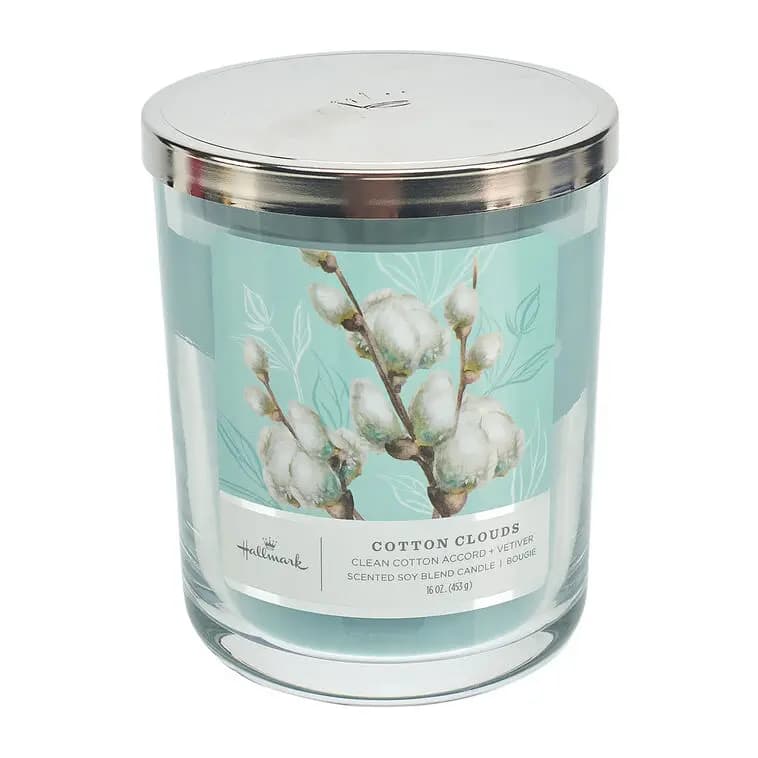 Cotton Clouds Scented 3-Wick Jar Candle, 16 oz. [Dimensions 3.7" dia. x 5" H, Material Glass, metal and wax., Count 1, Volume 16 oz.]