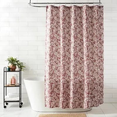 Room Essentials Fabric Floral Shower Curtain Mauve - Room Essentialsâ„¢ [80% Recycled Polyester, 1.4 Pounds, 72 Inches (H) x 72 Inches (W)]