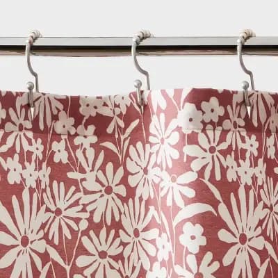 Room Essentials Fabric Floral Shower Curtain Mauve - Room Essentialsâ„¢ [80% Recycled Polyester, 1.4 Pounds, 72 Inches (H) x 72 Inches (W)]