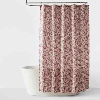 Room Essentials Fabric Floral Shower Curtain Mauve - Room Essentialsâ„¢ [80% Recycled Polyester, 1.4 Pounds, 72 Inches (H) x 72 Inches (W)]