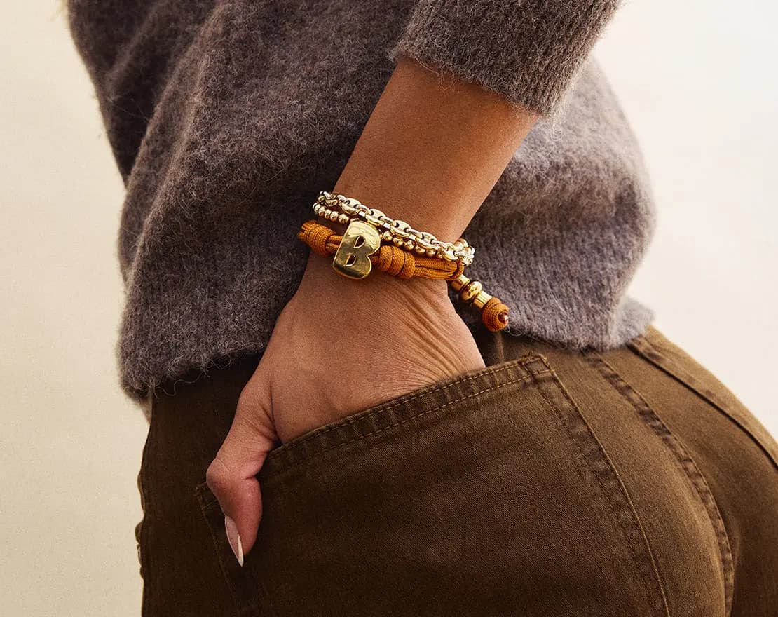 BaubleBar Knotty Initial Custom Bracelet - Toffee Single Letter Gold [Adjustable pull-tie so you can get a perfect fit, Personalized with the capital letter of yo, Choose from a gl
