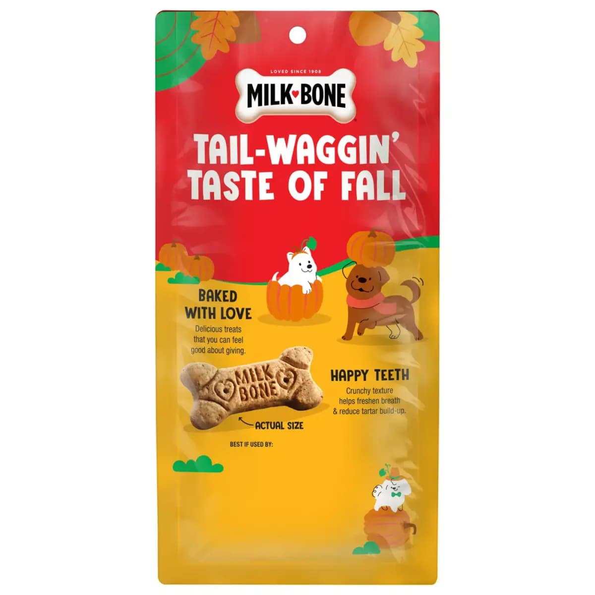 Milk-Bone Pup-kin Spice Biscuits, Pumpkin Spice Artificially Flavored Dog Treats 8 oz [Species Dog, Brand Milk-Bone, Food Type Treat, Breed Size All]