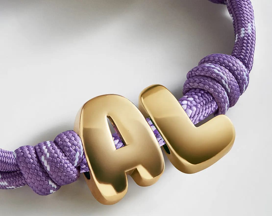 BaubleBar Knotty Initial Custom Bracelet - Lilac Purple Double Letters Gold [Adjustable pull-tie so you can get a perfect fit, Personalized with the capital letter of yo, Choose fr