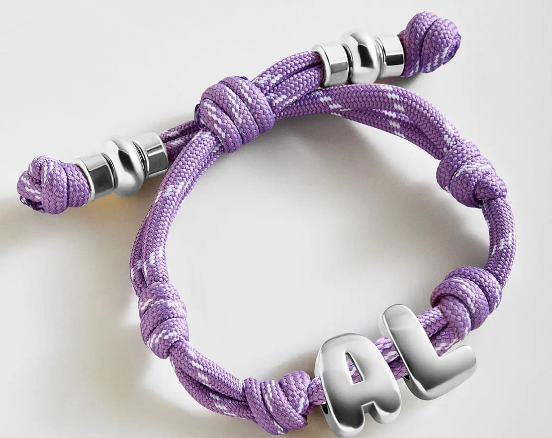 BaubleBar Knotty Initial Custom Bracelet - Lilac Purple Double Letters Gold [Adjustable pull-tie so you can get a perfect fit, Personalized with the capital letter of yo, Choose fr