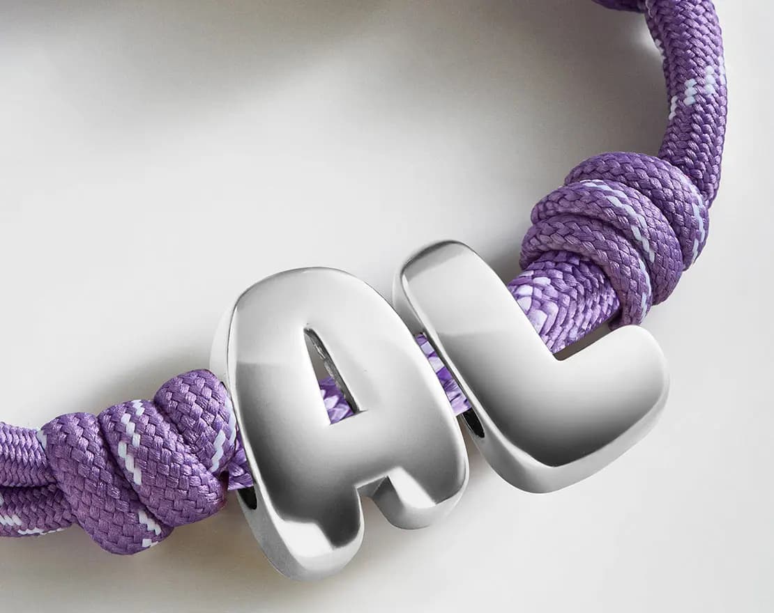 BaubleBar Knotty Initial Custom Bracelet - Lilac Purple Double Letters Gold [Adjustable pull-tie so you can get a perfect fit, Personalized with the capital letter of yo, Choose fr