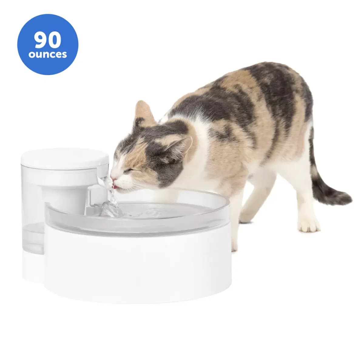 PetSafe® Outlast Pumpless Hydropspin Water Fountain 90 oz - Water Filter Included [Intended Pet(s) Dog, Cat, Material(s) Plastic, Color White, Product Dimensions 12 in x 10 in x 7 