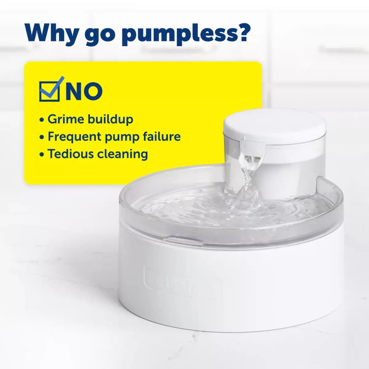 PetSafe® Outlast Pumpless Hydropspin Water Fountain 90 oz - Water Filter Included [Intended Pet(s) Dog, Cat, Material(s) Plastic, Color White, Product Dimensions 12 in x 10 in x 7 