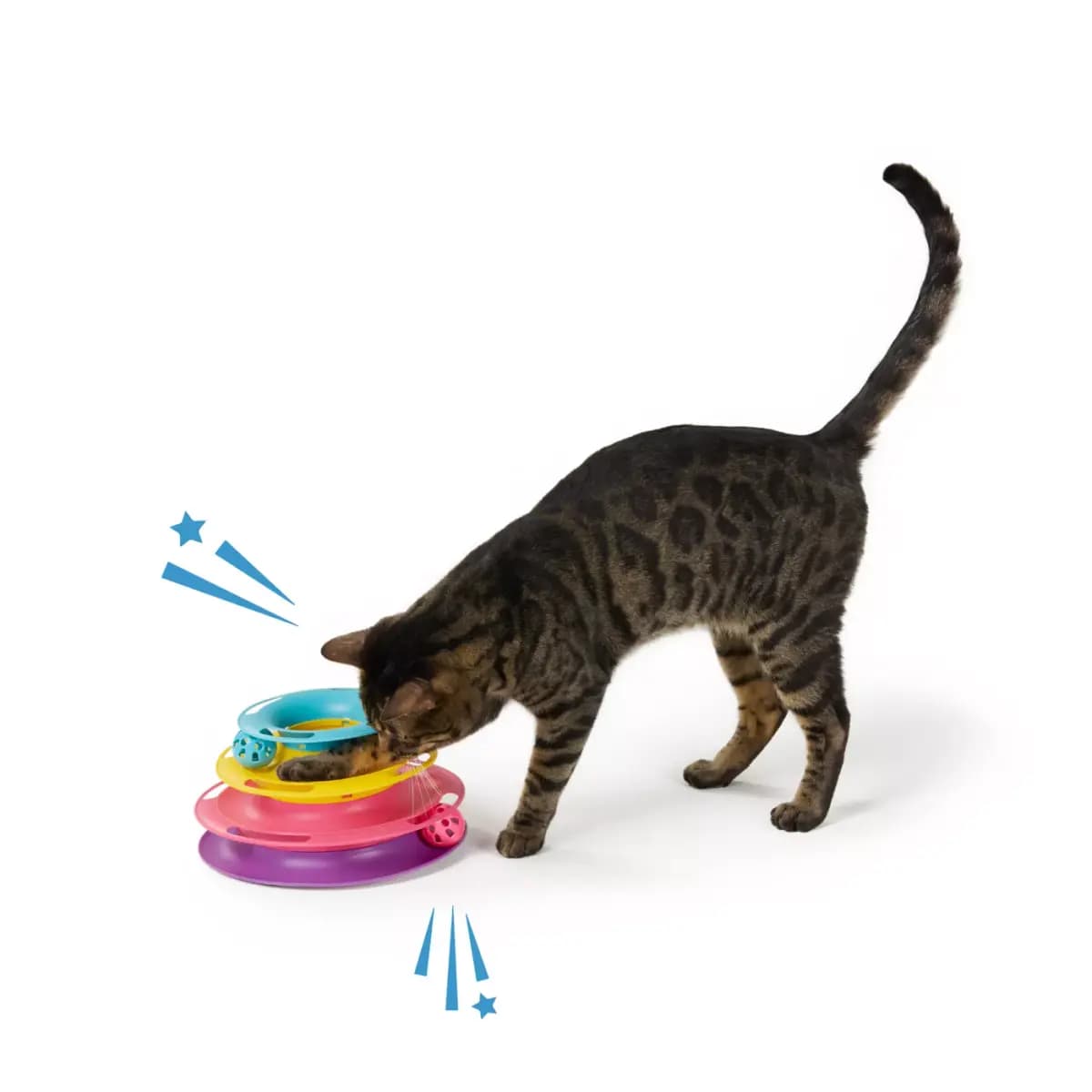 Whisker City® 3 Tier Track Cat Toys [Brand Whisker City®, Includes 1 Track & 3 Balls, Intended For Cats, Activity Hunt & Stalk, Swat & Pounce]