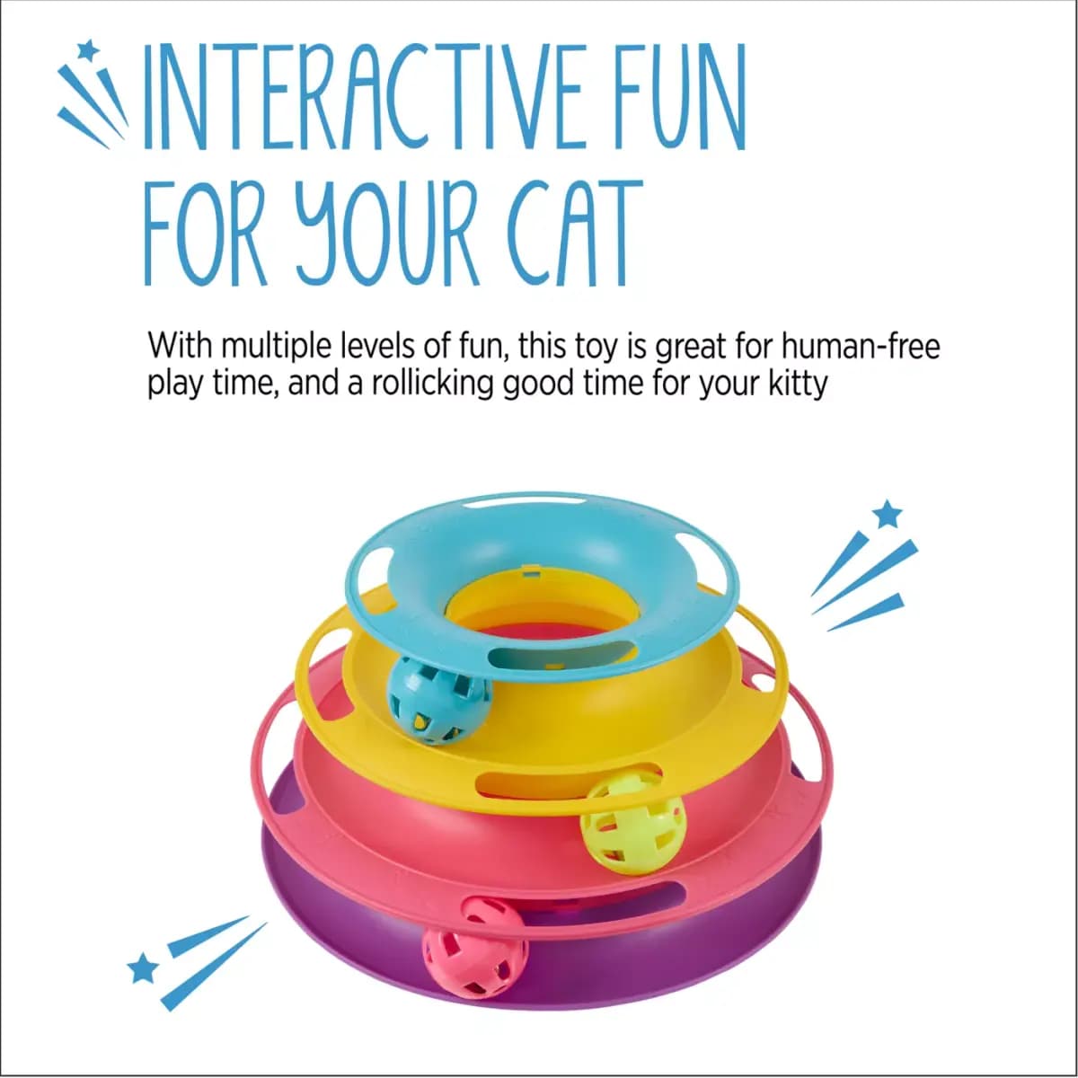 Whisker City® 3 Tier Track Cat Toys [Brand Whisker City®, Includes 1 Track & 3 Balls, Intended For Cats, Activity Hunt & Stalk, Swat & Pounce]