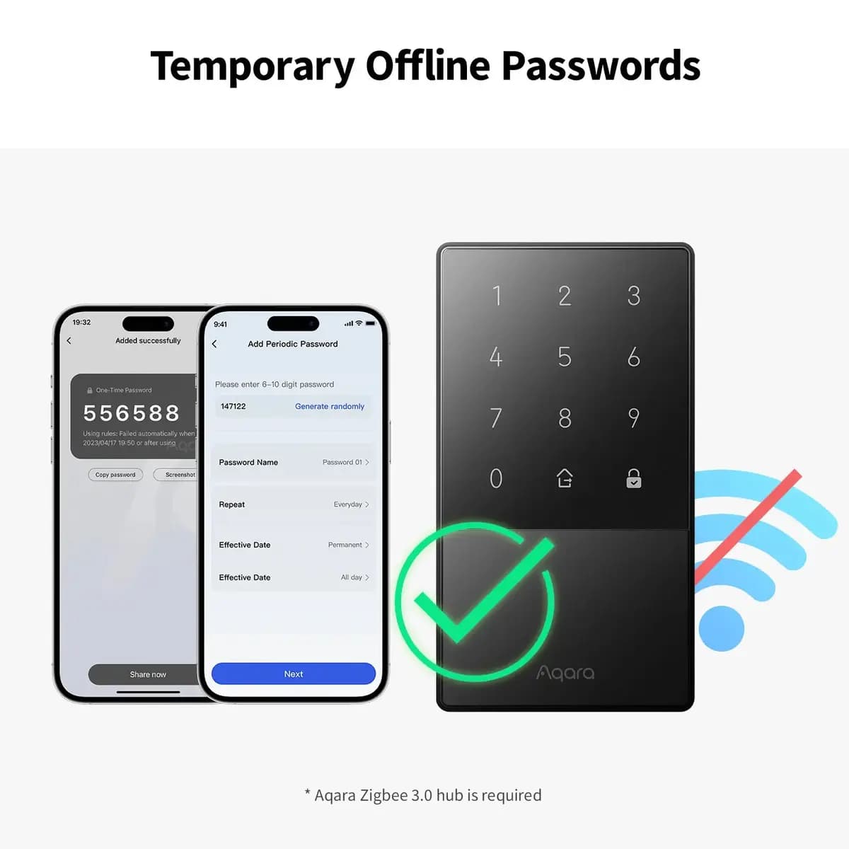 Aqara Smart Lock U50 [5.3 x 2.9 x 3.5 in. (135.8 x 74.8 x 88.4 mm), 3.42 Pounds/1.55KG, IPX5]