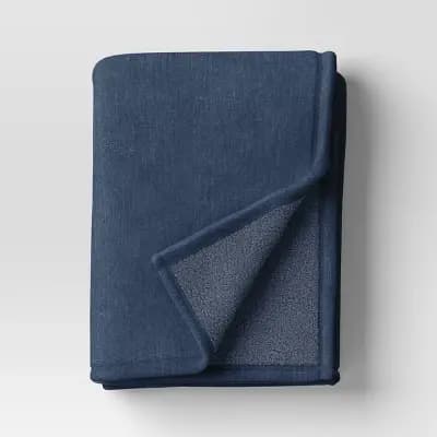 Threshold Chenille Throw Blanket with Faux Shearling Reverse Blue - Thresholdâ„¢: Lightweight, Knitted, 50x70 inches, Machine Washable [100% Recycled Polyester, Lightweight Fabric,