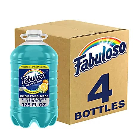 Fabuloso Professional All-Purpose Cleaner And Degreaser, Citrus Fresh Scent, 125 Oz, Case Of 4 Bottles [color Blue/Green, Fragrance Citrus, Number Of Containers 4, Solvent Parts (F